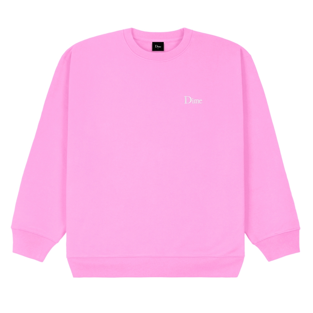 Dime Classic Small Logo Embroidered Crew Neck Sweatshirt (Light Pink)