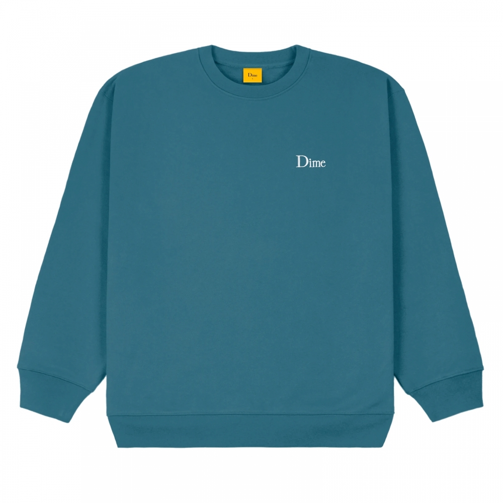 Dime Classic Small Logo Embroidered Crew Neck Sweatshirt (Real Teal)