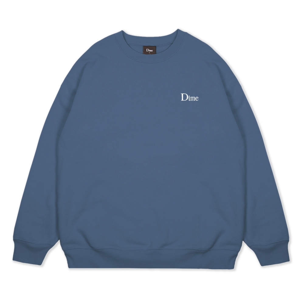 Dime Classic Small Logo Embroidered Crew Neck Sweatshirt (Slate)