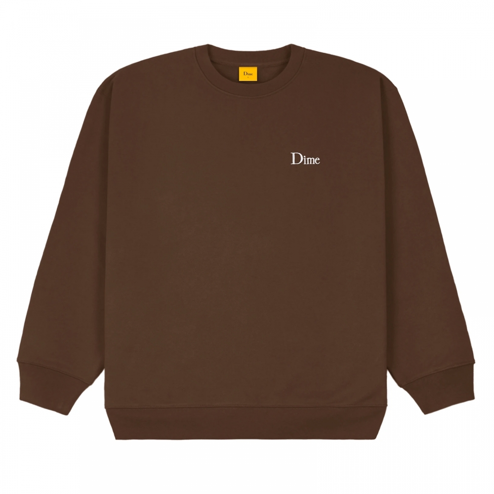 Dime Classic Small Logo Embroidered Crew Neck Sweatshirt (Stray Brown)