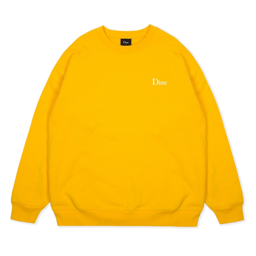Dime Classic Small Logo Embroidered Crew Neck Sweatshirt (Yellow ...