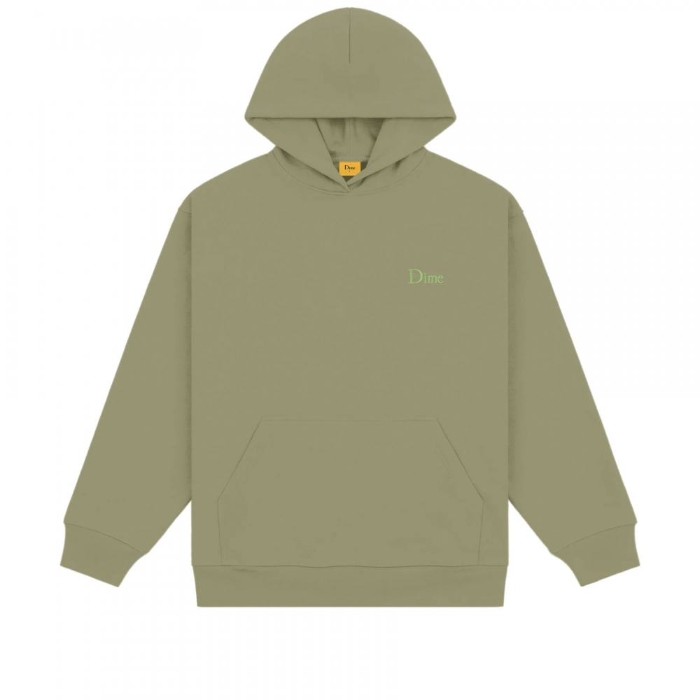 Dime Classic Small Logo Embroidered Pullover Hooded Sweatshirt (Army Green)