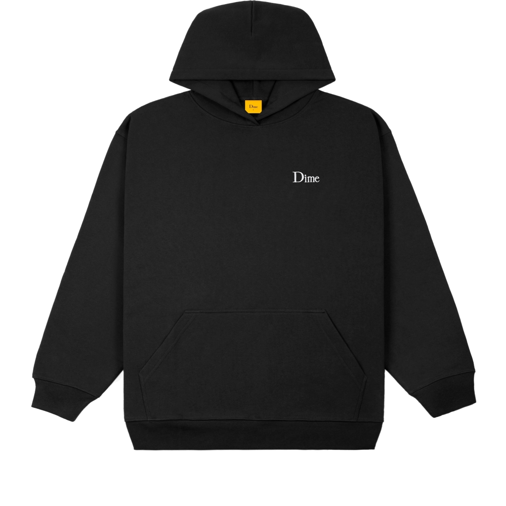 Dime Classic Small Logo Embroidered Pullover Hooded Sweatshirt (Black)
