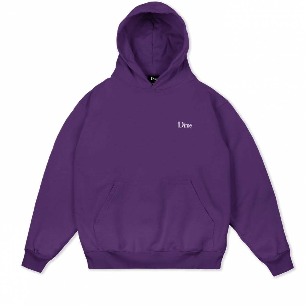 Dime Classic Small Logo Embroidered Pullover Hooded Sweatshirt (Purple)