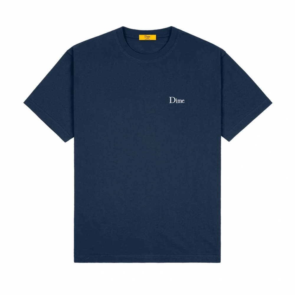 Dime Classic Small Logo Embroidered T-Shirt (Navy)