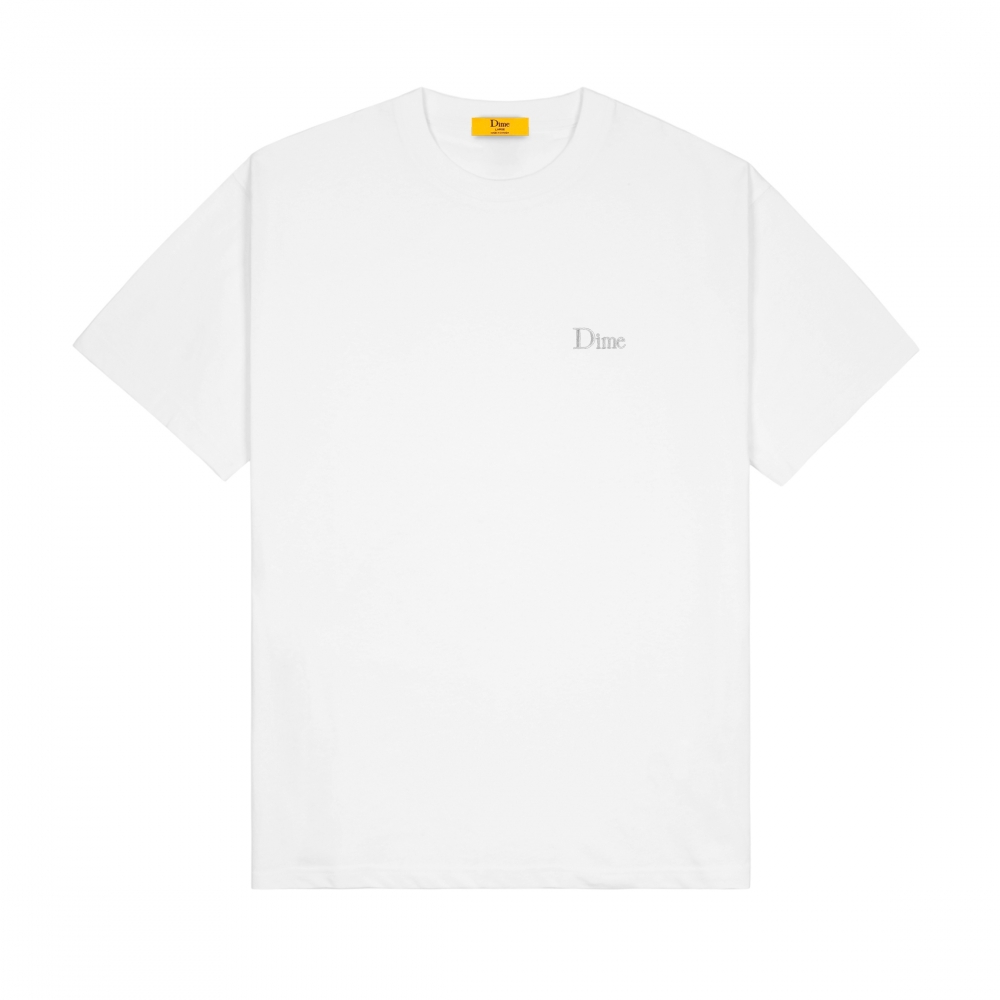 Dime Classic Small Logo Embroidered T-Shirt (White)
