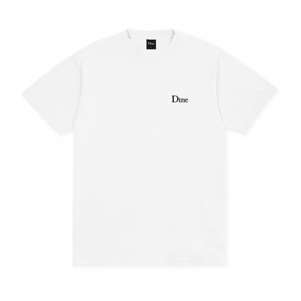 Dime Classic Small Logo Embroidered T-Shirt (White)