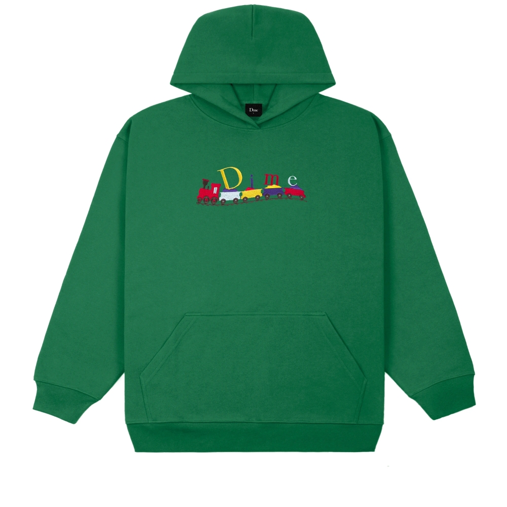 Dime Classic Train Embroidered Pullover Hooded Sweatshirt (Green)