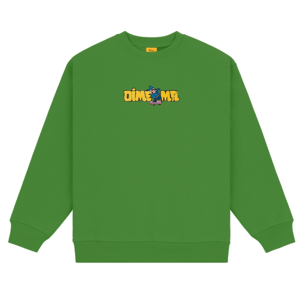 Dime Crayon Chenille Embroidered Crew Neck Sweatshirt (Green)