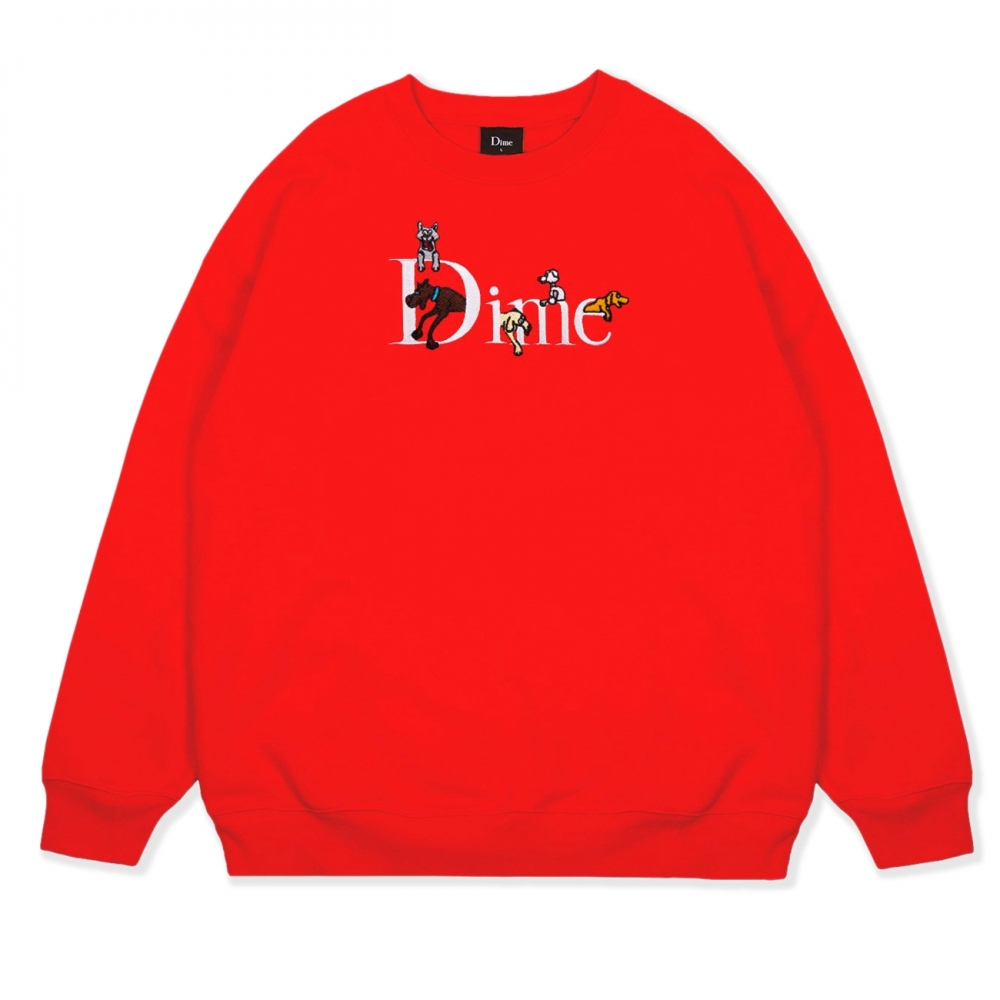 Dime Dog Classic Logo Crew Neck Sweatshirt (Red)