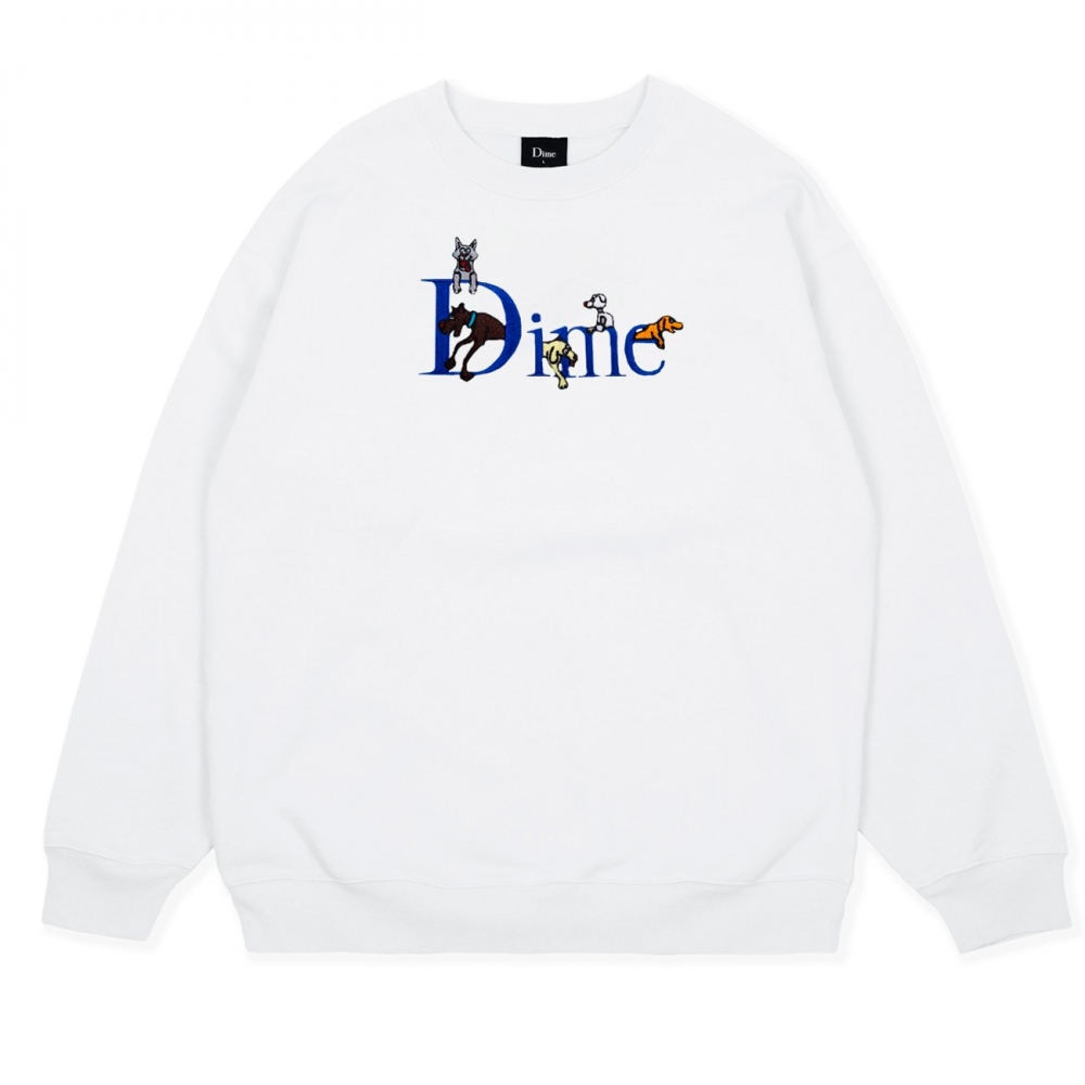 Dime Dog Classic Logo Crew Neck Sweatshirt (White)