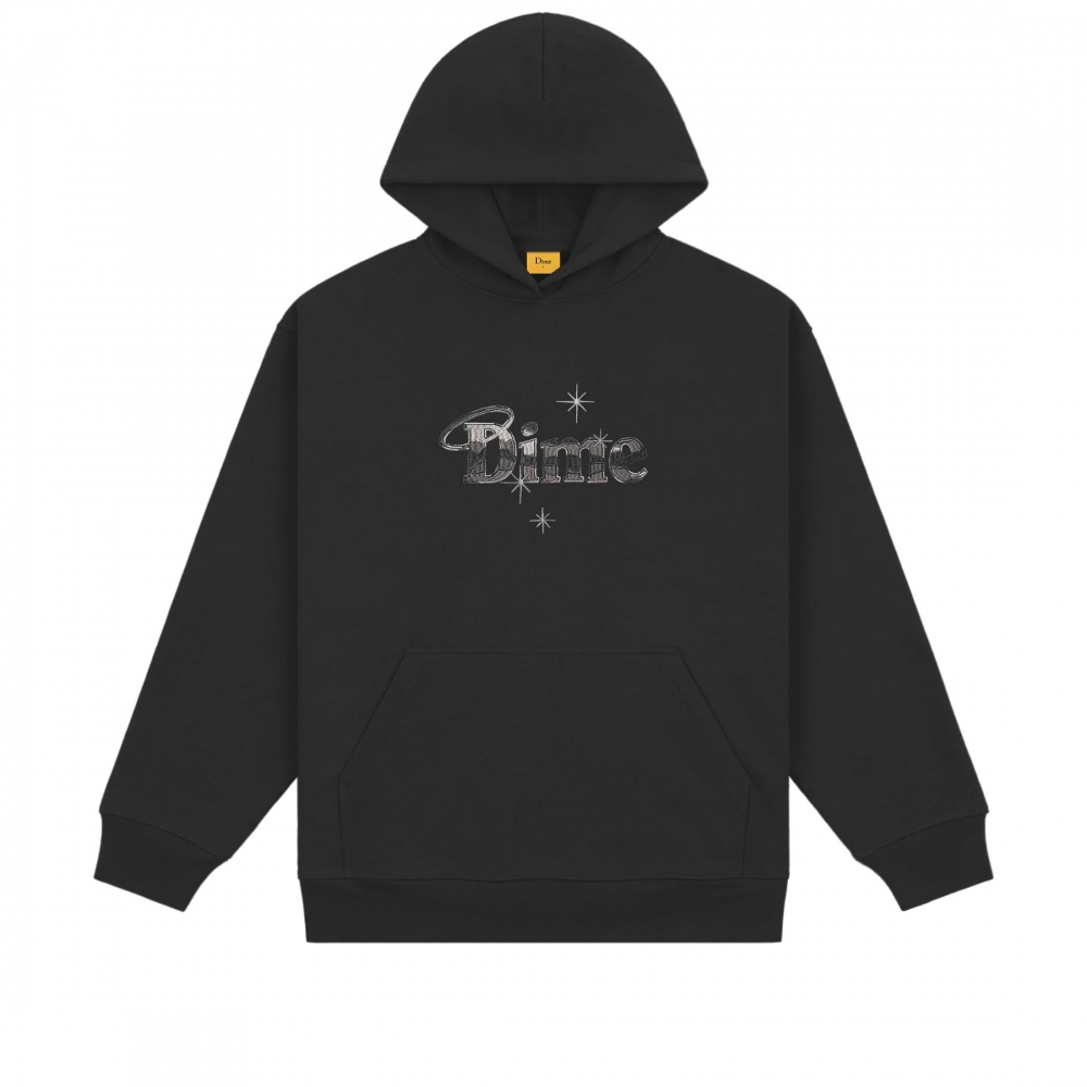 Dime Halo Embroidered Pullover Hooded Sweatshirt (Black)