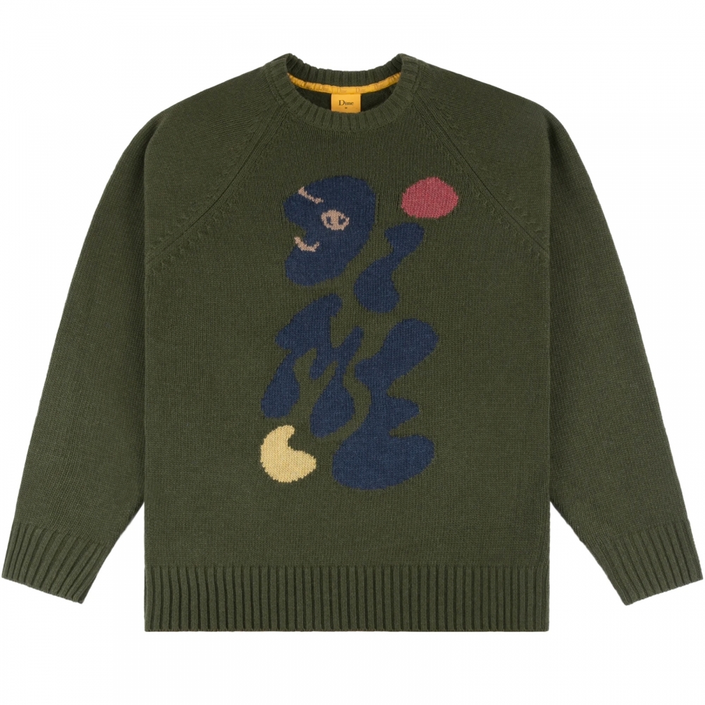 Dime Letterman Knit Sweater (Olive)
