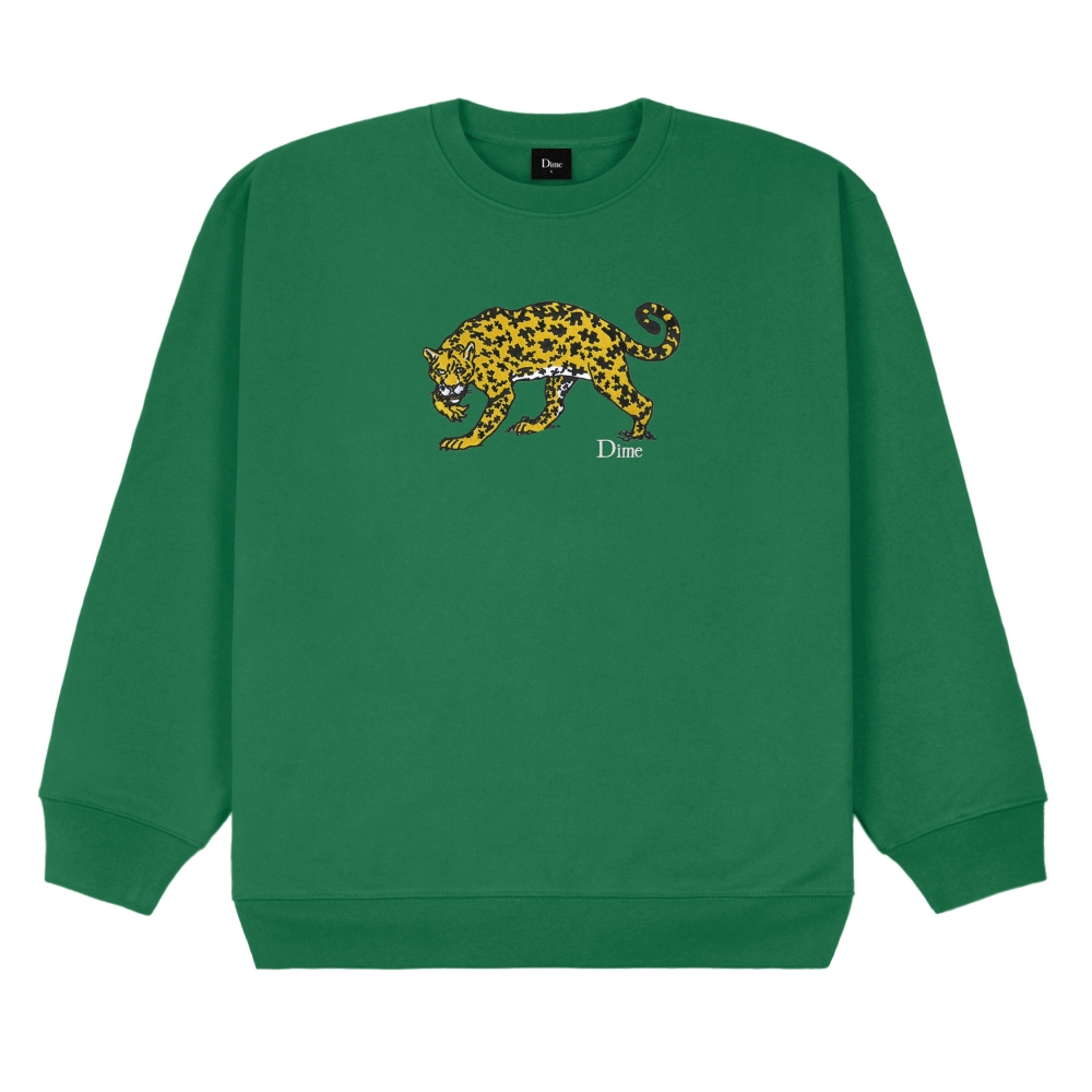Dime Puzzle Cat Crew Neck Sweatshirt (Green)