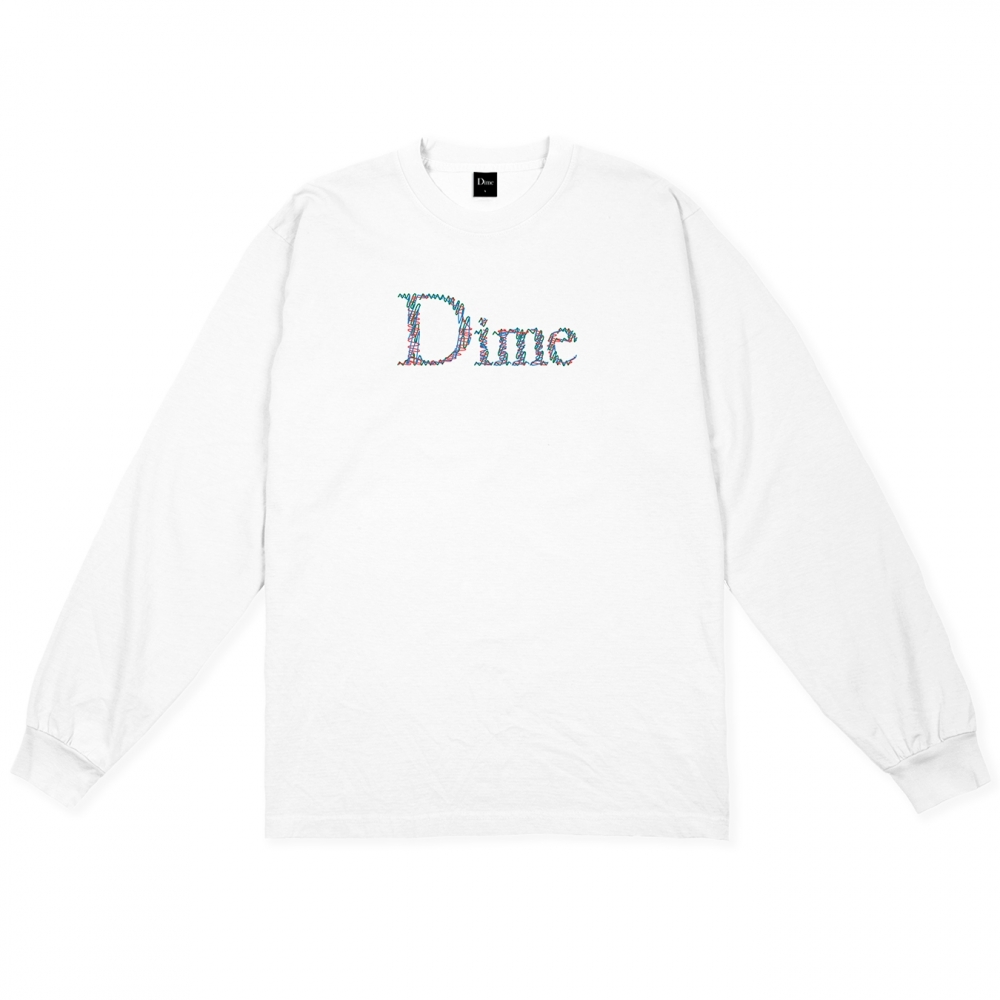 Dime Scribble Classic Logo Long Sleeve T-Shirt (White)