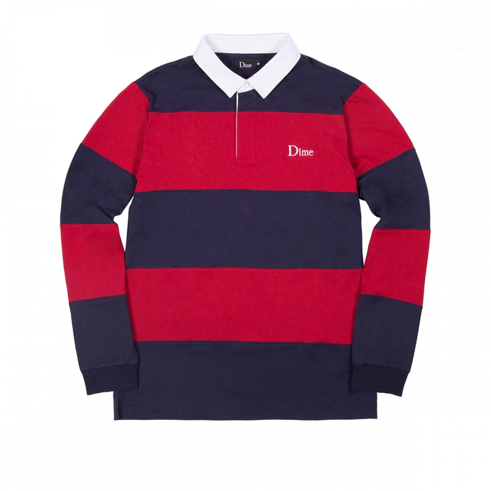 Dime Striped Rugby Shirt (Navy/Red)