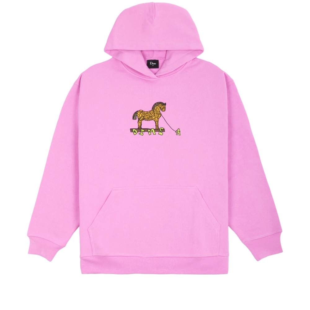 Dime Trojan Embroidered Pullover Hooded Sweatshirt (Light Pink)