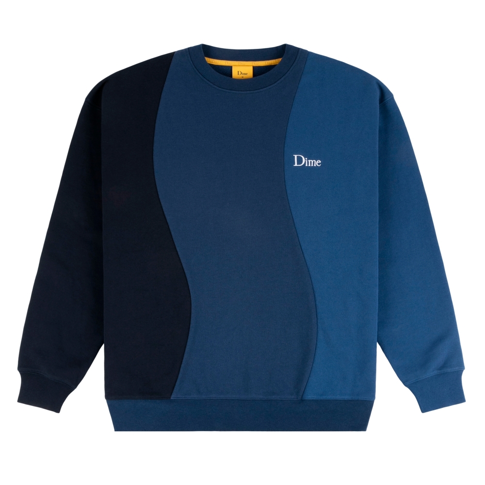 Dime Wavy 3-Tone Crew Neck Sweatshirt (Blue)