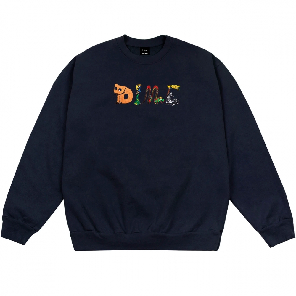 Dime Zoo Embroidered Crew Neck Sweatshirt (Navy)