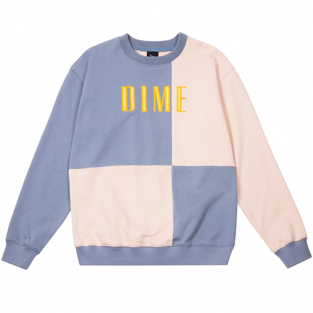 Dime Block Terry Crew Neck Sweatshirt (Light Blue/Cream)