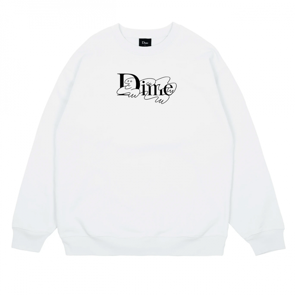 Dime Chilling Classic Logo Crew Neck Sweatshirt (White)