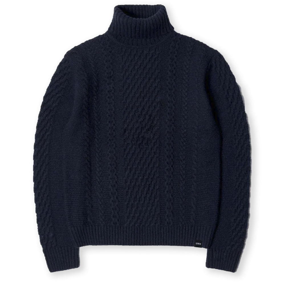 Edwin United Ecoplanet Wool Blended Rollneck Sweater (Navy Garment Washed)