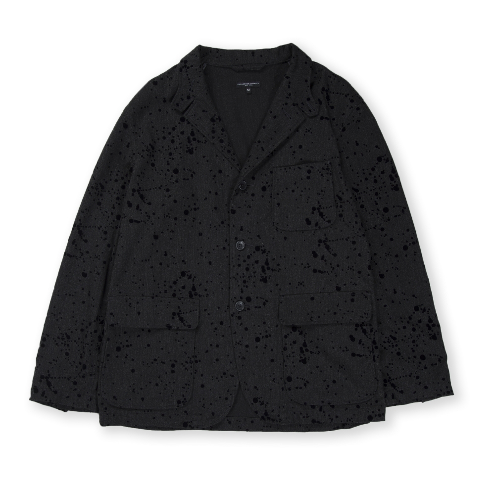 Engineered Garments Loiter Jacket (Charcoal Rayon Wool Flocking Splatter Print)