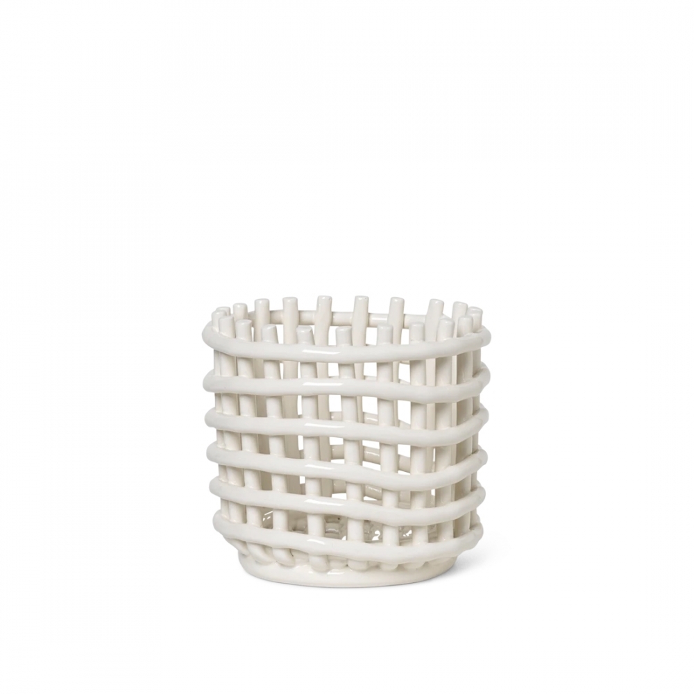 ferm LIVING Ceramic Basket Small (Off-White)