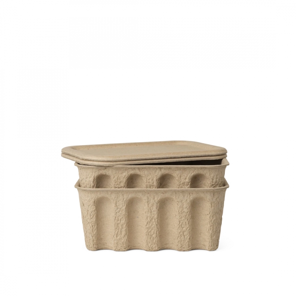 ferm LIVING Paper Pulp Box Set of 2 Small (Brown)