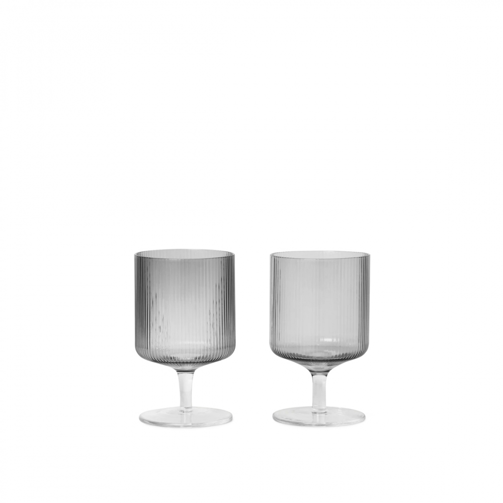 ferm LIVING Ripple Wine Glasses Set of 2 (Smoked Grey)