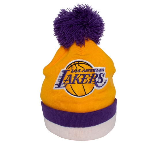 Mitchell & Ness Los Angeles Lakers Striped Cuff Beanie (Yellow/Purple/White)