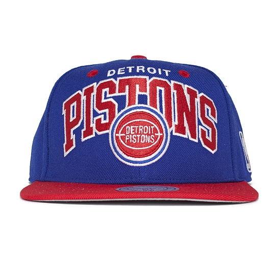 Mitchell & Ness Detroit Pistons Team Arch Snapback Cap (Navy/Red)