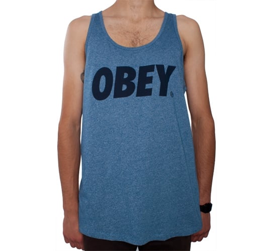 Obey Font Tank (Dark Blue)