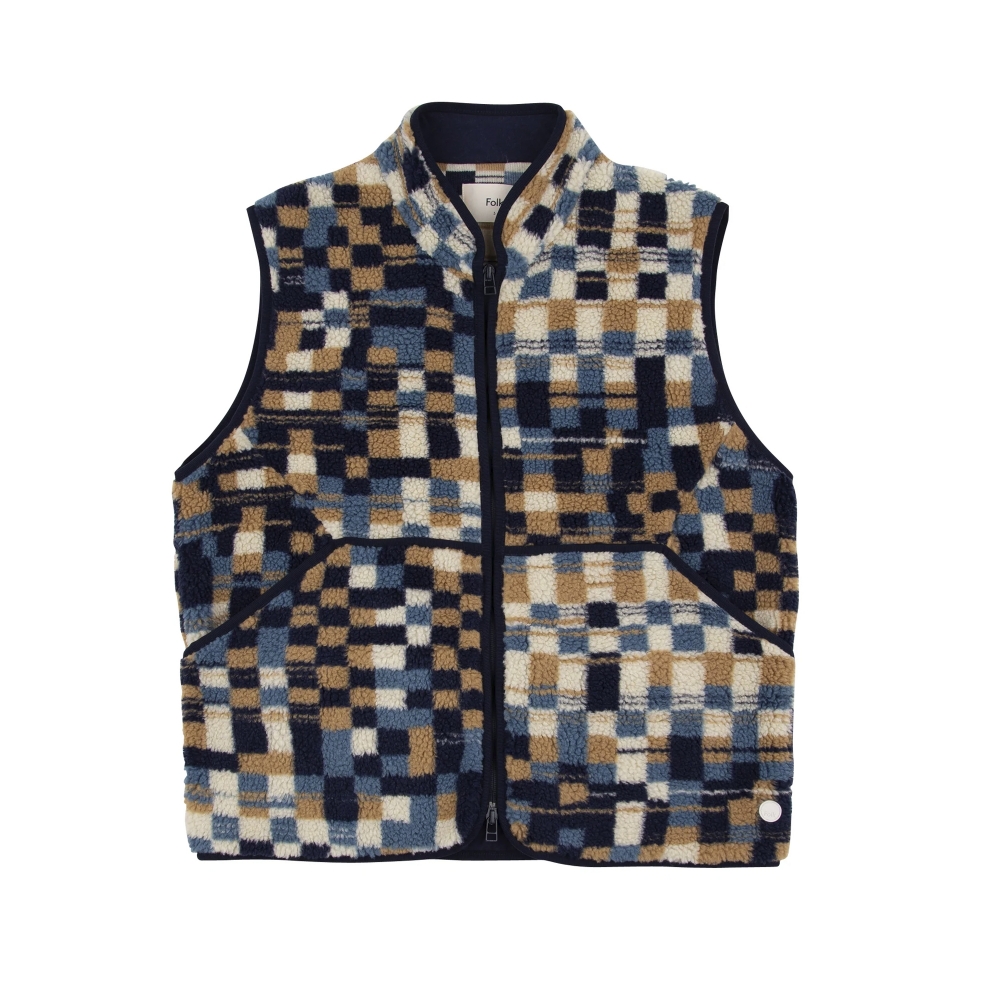 Folk Puzzle Fleece Gilet (Warp Checkerboard)