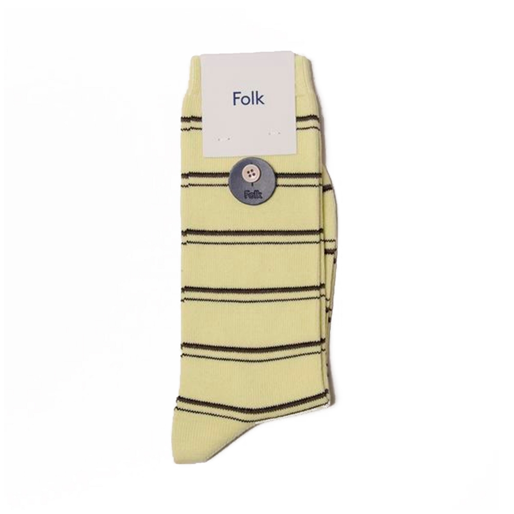 Folk Stripe Socks (Pale Lemon/Olive/Black)