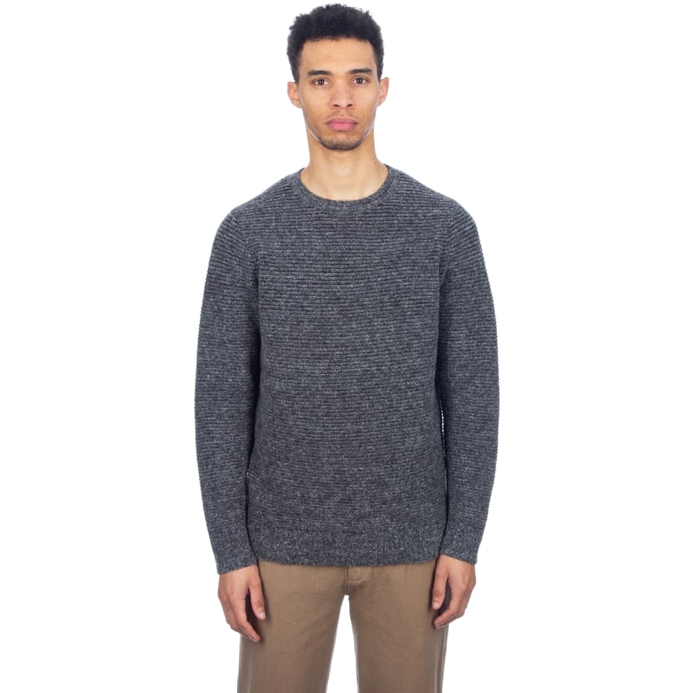 Folk Stripe Wool Jumper (Grey Melange)