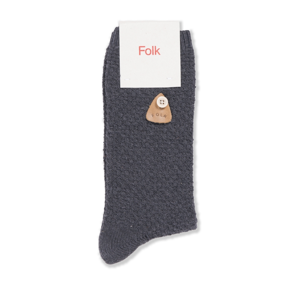 Folk Waffle Socks (Charcoal)