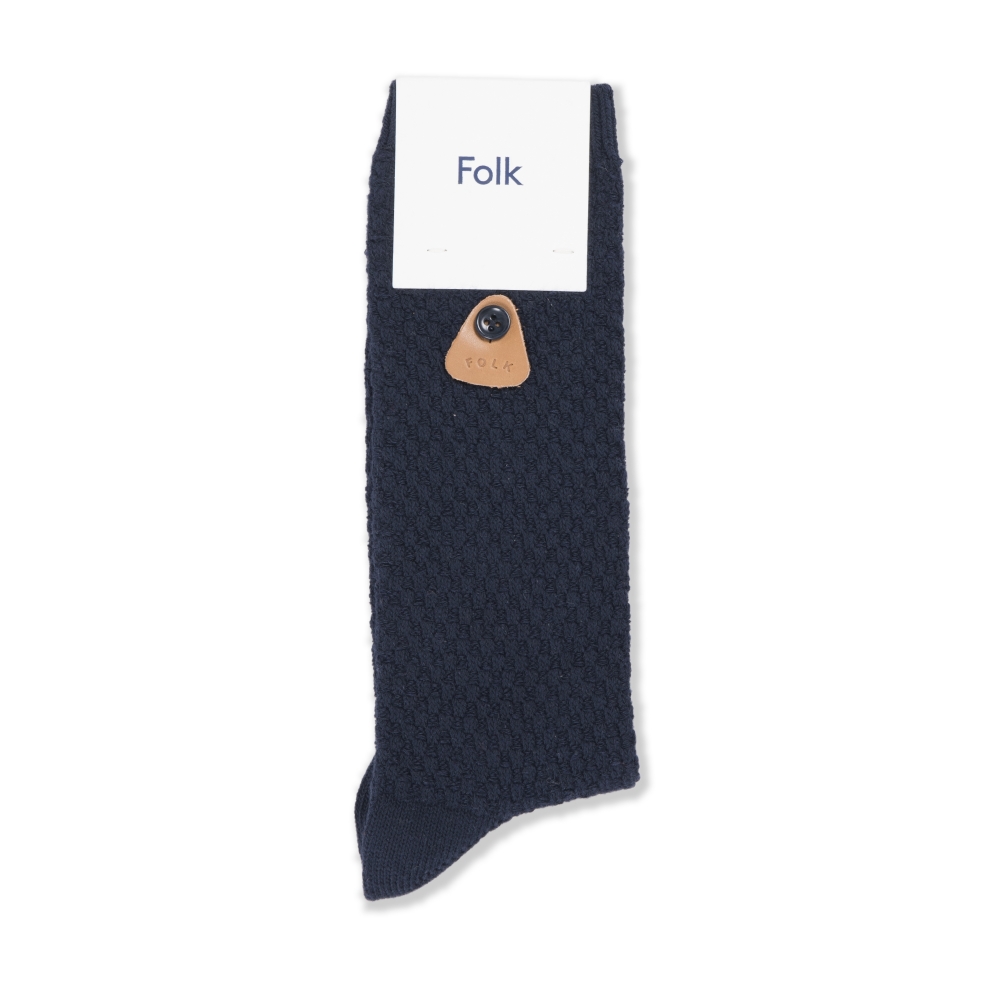 Folk Waffle Socks (Navy)