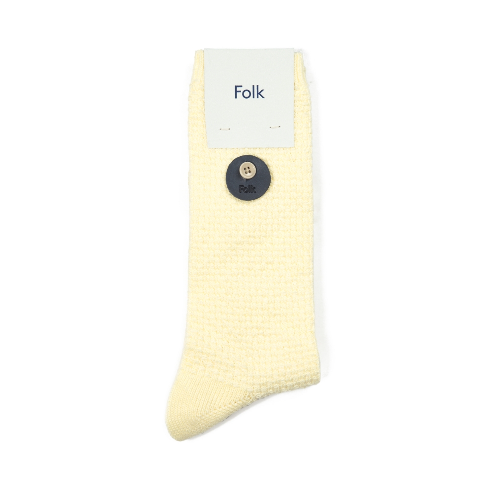 Folk Waffle Socks (Soft Yellow)