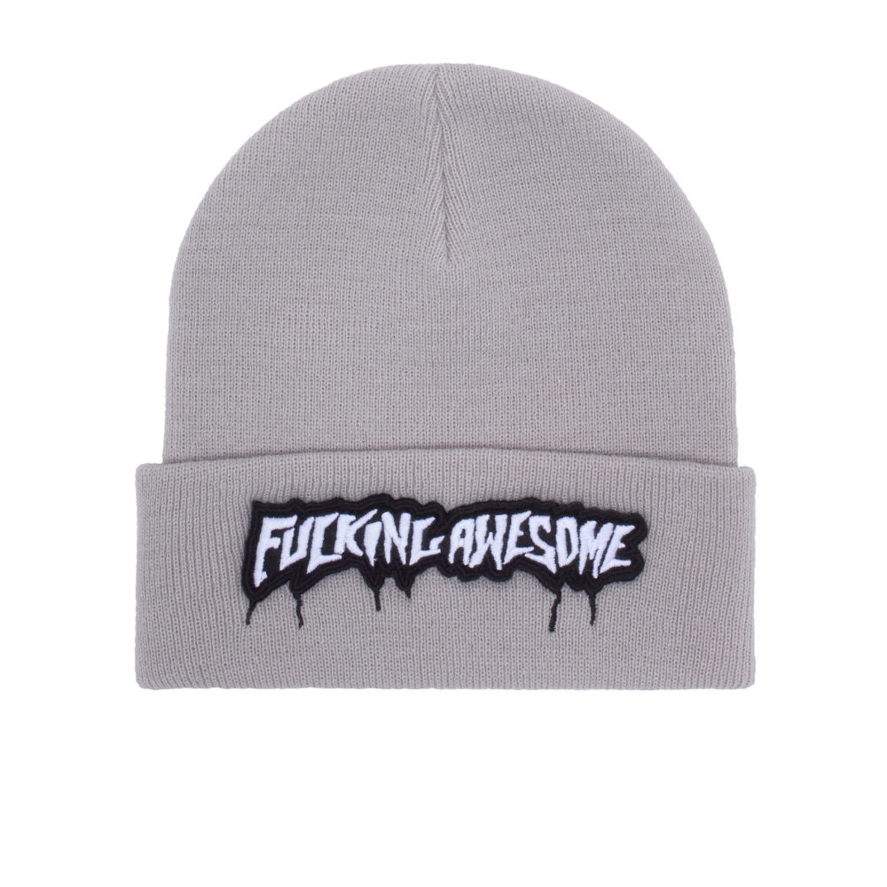 Fucking Awesome Velcro Stamp Beanie (Grey)