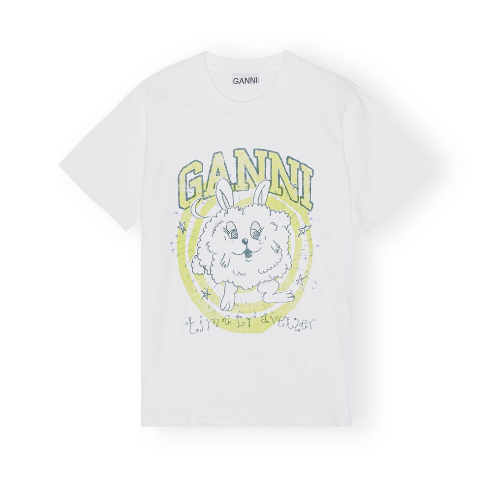 GANNI Basic Jersey Bunny Relaxed T-Shirt (Bright White)