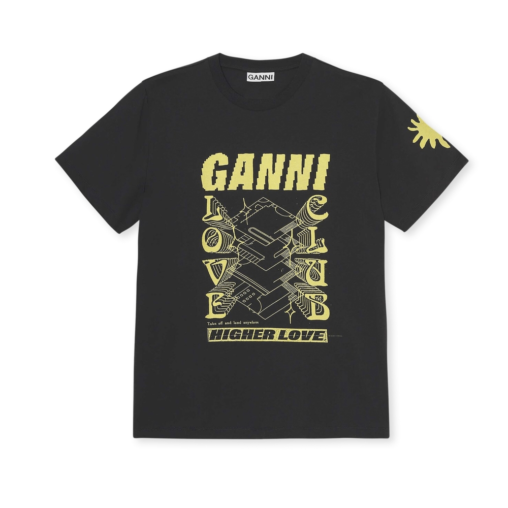 GANNI Basic Jersey Love O-Neck Relaxed T-Shirt (Phantom)