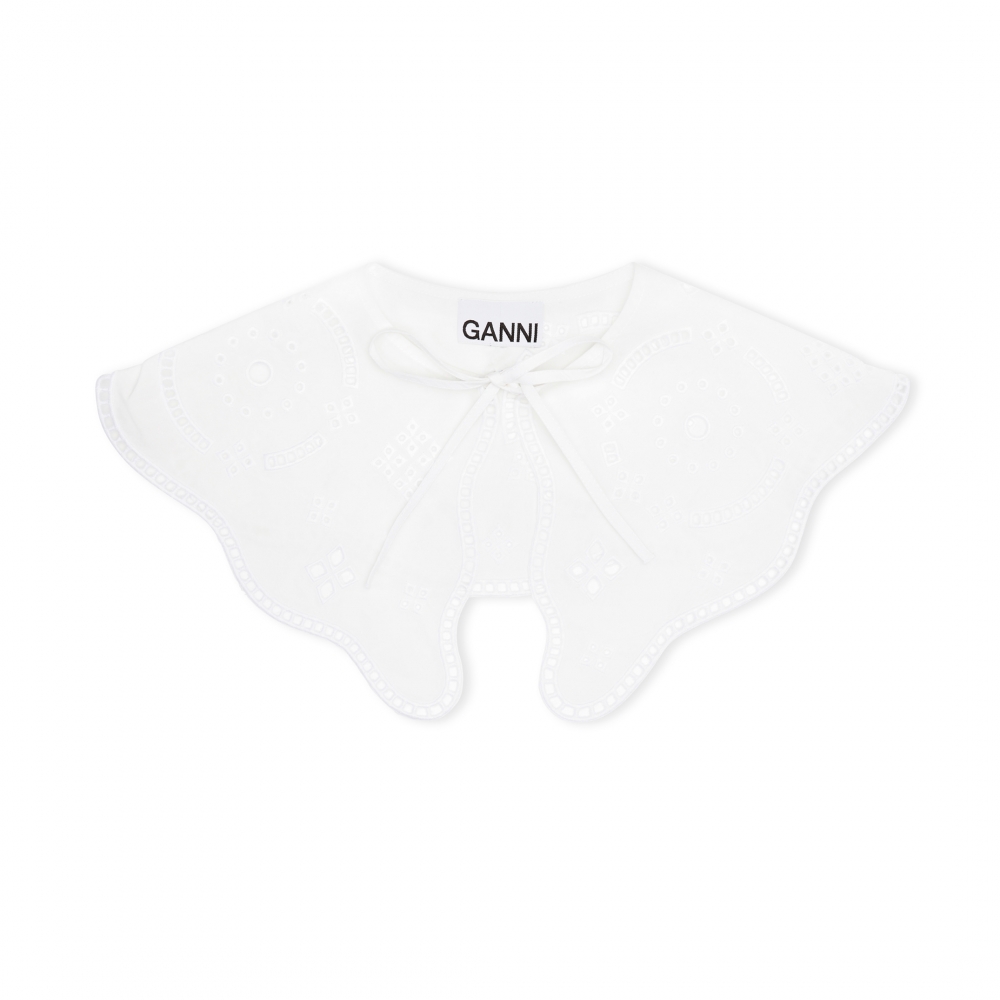 GANNI Broderie Anglaise Pointed Detached Collar (Bright White)