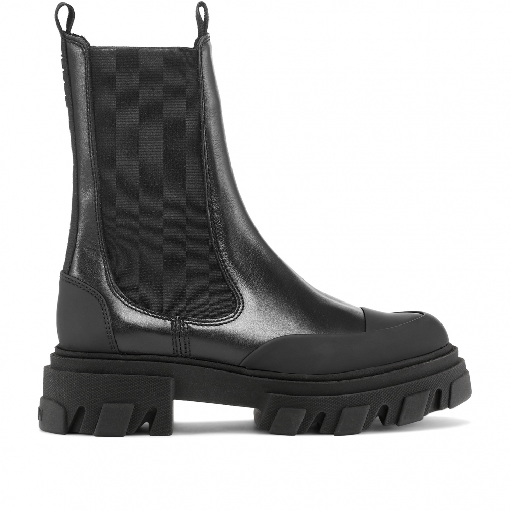 GANNI Calf Leather Mid Chelsea Boot (Black) - S1753 099 - Consortium