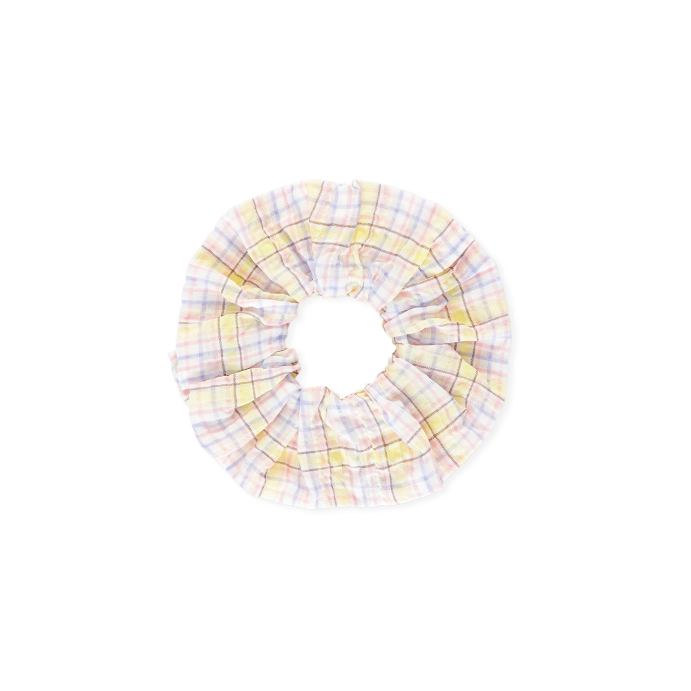 GANNI Checkered Seersucker Scrunchie (Multicolour)