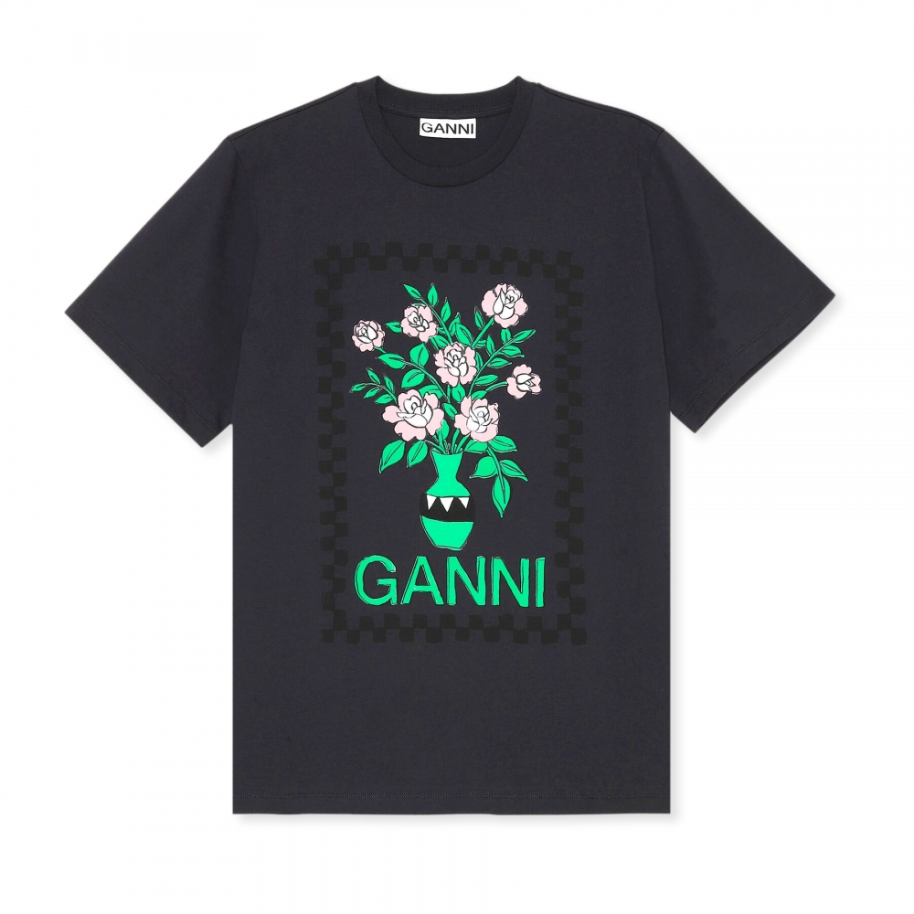 GANNI Flowers Vase Graphic T-Shirt (Phantom)
