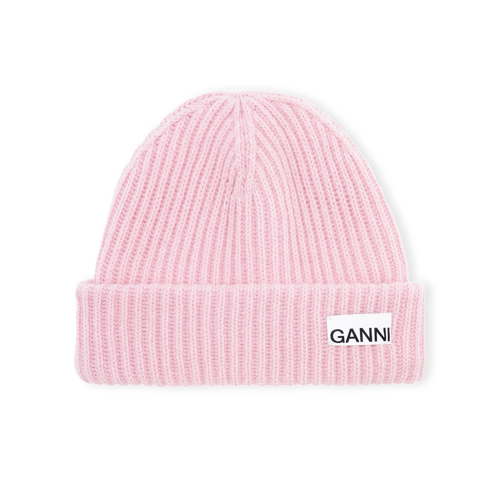 GANNI Recycled Wool Beanie (Pink Nectar)
