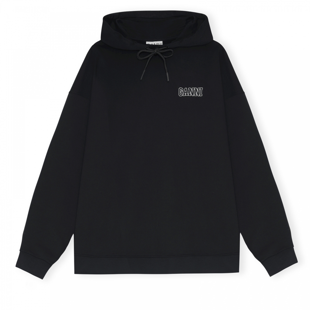 GANNI Software Isoli Oversized Pullover Hooded Sweatshirt (Black)