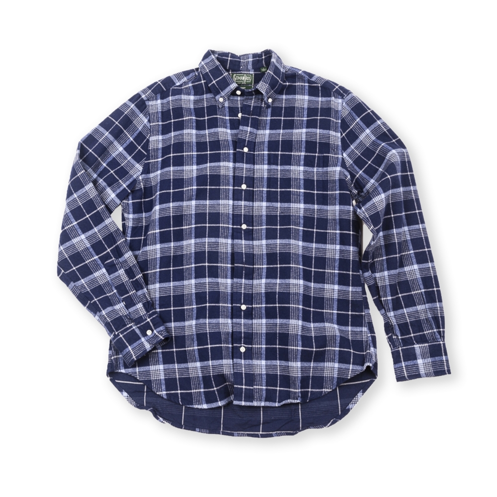 Gitman Vintage Flannel Check Long Sleeve Shirt (Blue)