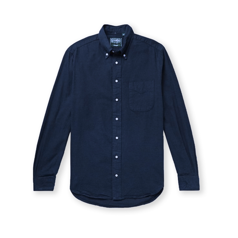 Gitman Vintage Overdyed Oxford Long Sleeve Shirt (Navy)
